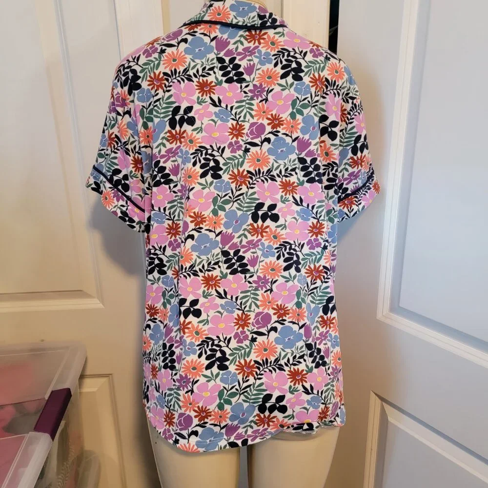 Kate Spade New York Black Label Spring Floral Pajama Top Short Sleeve